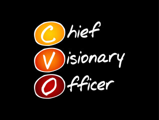 Poster - CVO - Chief Visionary Officer is an executive function in a company like CEO or COO, acronym text concept background