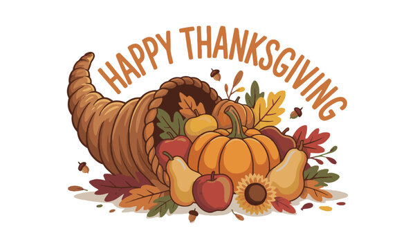 Modern Vector illustration Happy Thanksgiving template text greeting card lettering and pumpkin, Happy Thanksgiving Day background with lettering and illustrations, easily editable.