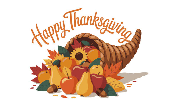 Modern Vector illustration Happy Thanksgiving template text greeting card lettering and pumpkin, Happy Thanksgiving Day background with lettering and illustrations, easily editable.