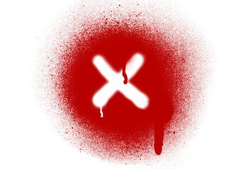 Poster - Graffiti Style Red X Mark Spray Paint on Transparent Background Artistic Symbolism and Urban Art Aesthetic for Creative Projects and Design Elements