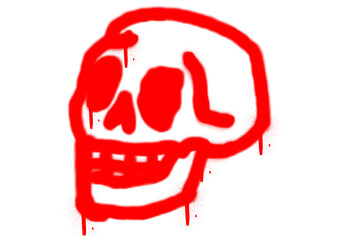 Fototapete - Crimson Skull Graffiti Art on Transparent Backdrop A Bold Expression of Urban Culture with Dripping Paint Effect and Edgy Design for Modern Visual Projects