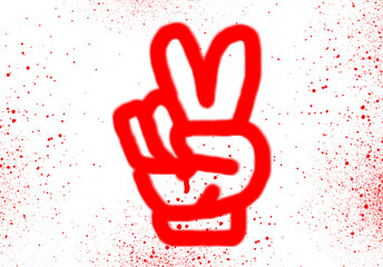 Poster - Graffiti Style Red Peace Sign Spray Paint on Transparent Background Harmony Symbolism and Urban Art Aesthetic for Creative Projects and Design Elements