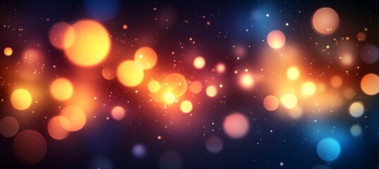 Poster - A Captivating Night Skyline with Sparkling Bokeh Lights in Orange and Blue for a Dreamy Atmosphere.