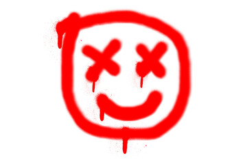 Poster - Graffiti Style Red Dead Emoji on Transparent Backdrop Expressing Urban Art and Modern Street Culture with a Bold and Edgy Design for Digital Projects