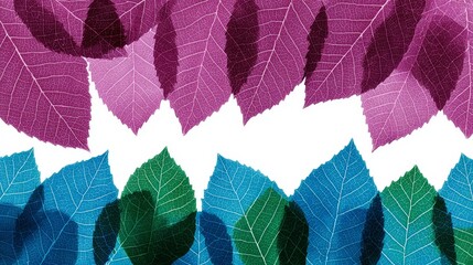 Poster - Vibrant Overlapping Foliage with Striking Colors Creating a Captivating Botanical Design