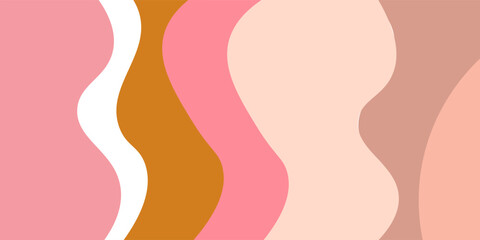 Poster - Wavy Abstract Gradient Background in Warm Tones. Soft abstract waves in warm pink, orange, and nude gradients. Perfect for modern design, feminine themes,