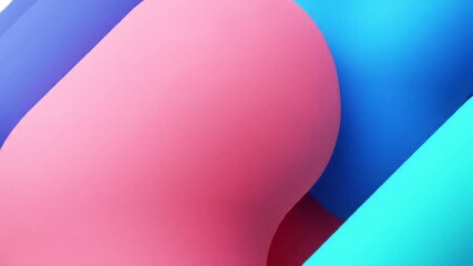 Poster - Abstract close-up of overlapping, rounded shapes in shades of pink, blue, and turquoise creating a smooth, modern, and colorful background.