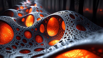 Glowing organic tunnel in dark woods