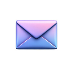 Poster - 3D Metal Envelope in Blue Purple Isolated on Black Email Notification on transparent background