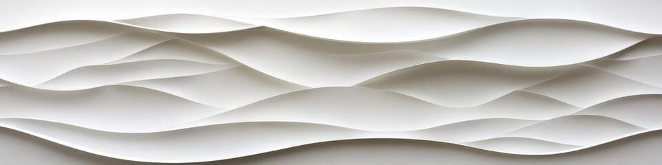 Poster - Elegant Minimalistic Seamless 3D Swirl Texture for Modern Interior Walls in Cream and White Shades