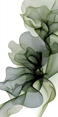 Poster - Gentle Fluid Abstract Soft Olive Tones Create Delicate Waves on a Harmonious Gradient Background