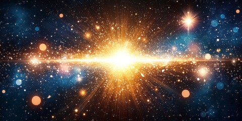 Wall Mural - vibrant abstract galaxy background featuring radiant cosmic burst of teal and orange energy lights