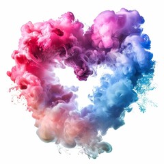 Poster - Colorful smoke is forming a heart shape on white background