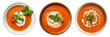 © ANILCHANDRO - Set of Delicious tomato soup with cream garnish top view isolated on a transparent background