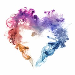 Poster - Colored smoke forming a heart shape on white background