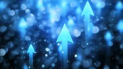 Poster - Abstract Ascent of Success Glowing Digital Growth Concept with Upward Arrow and Development Vision