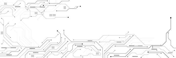 Poster - Vector abstract technology on white background. Technology black circuit diagram concept.