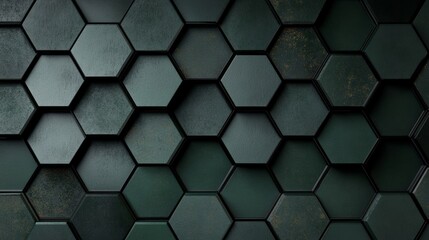 Poster - Modern Green Textured Hexagon Background with Subtle Gradients for Creative Geometric Designs.