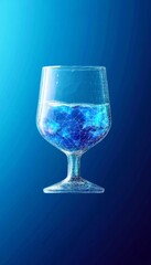 Poster - Vibrant Polygonal Water Glass Illustration Showcasing Light Reflection in Stunning Blue Hues