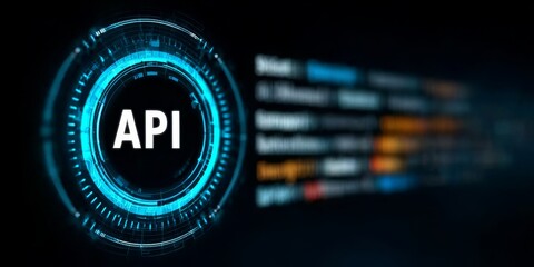 Poster - A futuristic digital network showcasing advanced application programming interfaces and data streams