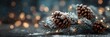 © Michael - Snow-covered pinecones on a winter evening with warm lights in the background creating a cozy atmosphere