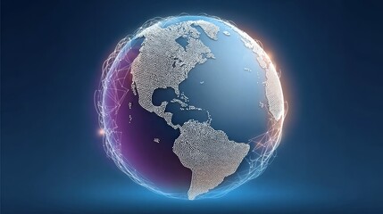 Poster - Abstract World Map with Global Connections and Modern Cartography in a Stylish Visualization Design