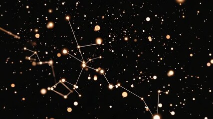 Wall Mural - golden lines connect glowing stars, creating a network across a vast, dark expanse, evoking a sense 