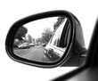 © Ester - Reflections of urban traffic in car side mirror city daytime isolated on transparent background, png