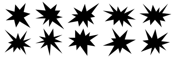 Poster - irregular spark shapes. Pop art Funky groovy Doodle Stars.  Element for poster, banner, collage