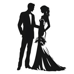 Wall Mural - bride and groom clip art silhouette