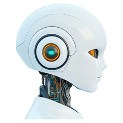 Poster - Futuristic Robot Profile with High-Tech Features and Design, isolated on transparent background.