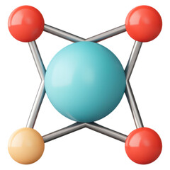 Poster - Colorful Molecular Structure with Atoms and Bonds Display, isolated on transparent background.