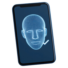 Poster - Digital Face Recognition Technology on Smartphone Display, isolated on transparent background.