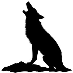 Wall Mural - coyote howling silhouette