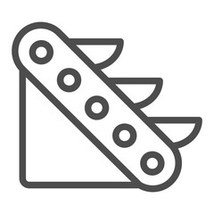 Poster - Conveyor with bowls line icon, manufacturing equipment concept, inclined bucket conveyor belt sign on white background, outline style icon for mobile and web design. Vector graphics.