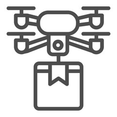 Poster - Drone for transporting goods line icon, transportation device concept, copter and package delivery sign on white background, outline style icon for mobile and web design. Vector graphics.