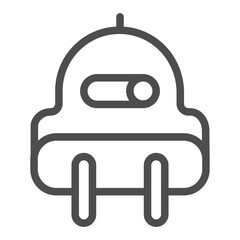 Poster - Smart electric plug with toggle switch, button line icon, remote house control concept, home device sign on white background, outline style icon for mobile and web design. Vector graphics.