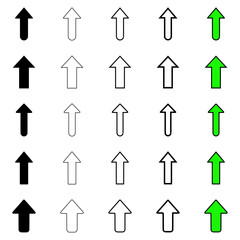 Poster - Set of arrow icons in silhouette style, contour and two-colored  