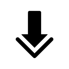 Poster - Black arrow silhouette icon pointing downwards for user interface  