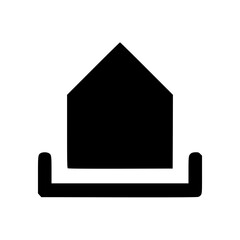 Poster - Black silhouette icon of stylized upward arrow with house shape  