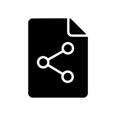Poster - Black silhouette icon of document with sharing symbols 