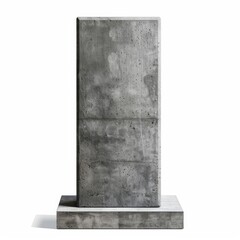 Poster - Gray concrete slab standing on a base, isolated on white background, creating a simple yet powerful architectural element