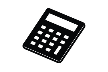 Vector art of a black calculator with buttons and a display isolated on a white background