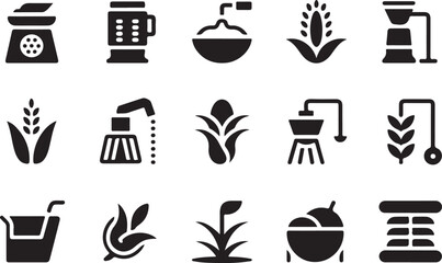 Fototapete - A collection of diverse icons representing various concepts and activities presented in a clean modern silhouette style for versatile digital and print applications