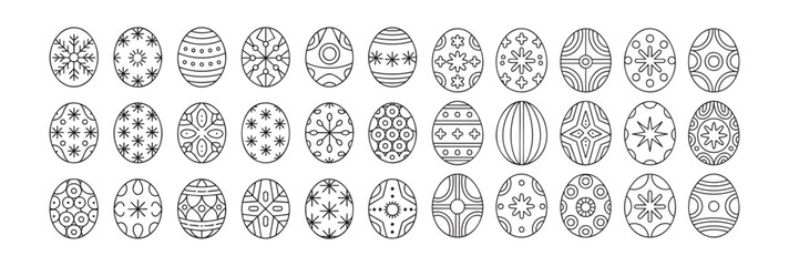 Fototapete - Delicate Egg Ornaments A Collection of Intricate Line Art Designs for Spring Decor and Craft Projects Featuring Geometric and Floral Patterns on Egg Shapes