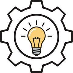 Light Bulb in Gear Icon: Innovation, Creativity, Technology & Problem Solving Concept