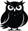 © Jabed - Owl silhouette vector illustration, great horned owl silhouette icon on white background.