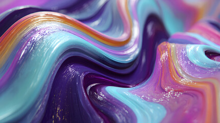 Poster - Abstract fluid waves in vibrant hues a mesmerizing play of color and light creating a captivating and artistic design that evoke feelings of depth and imagination with a touch of