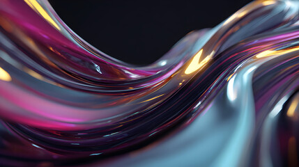 Poster - Iridescent flowing liquid artwork a mesmerizing abstract background featuring vibrant gradients smooth reflections and dynamic forms in metallic hues for modern artistic