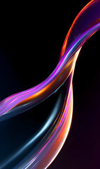 Poster - Abstract flowing ribbon of vibrant light against dark background creating elegant curves and gradients for modern digital design or artistic presentation dynamic color play